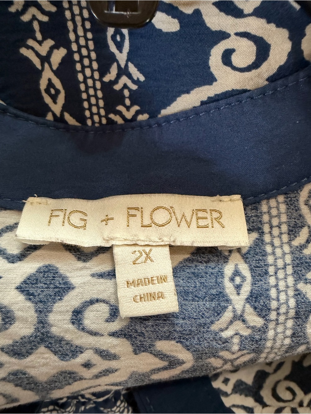 fig and flower Indigo Blue & White Patterned Midi Dress - Picture 3 of 3